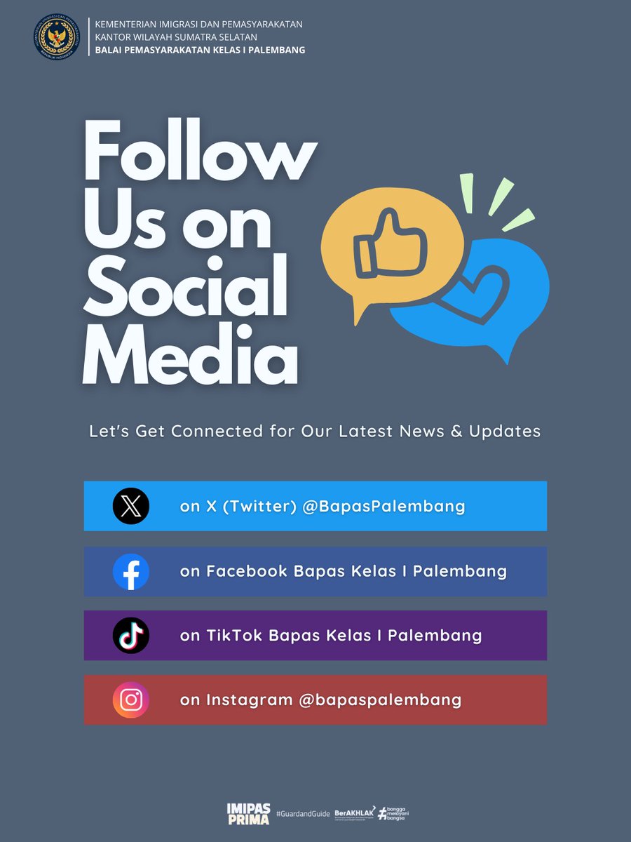 BapasPalembang's tweet photo. dilantik pada kesempatan tersebut.

@Kemenimipas
@Ditjenpas
@BapasPalembang
#Kemenimipas
#IMIPASPRIMA
#Ditjenpas
#Pemasyarakatan
#PemasyarakatanSumsel
#GuardAndGuide
#BapasPalembangHebat
#HumasBapasPalembang https://t.co/ixJUi72GHP