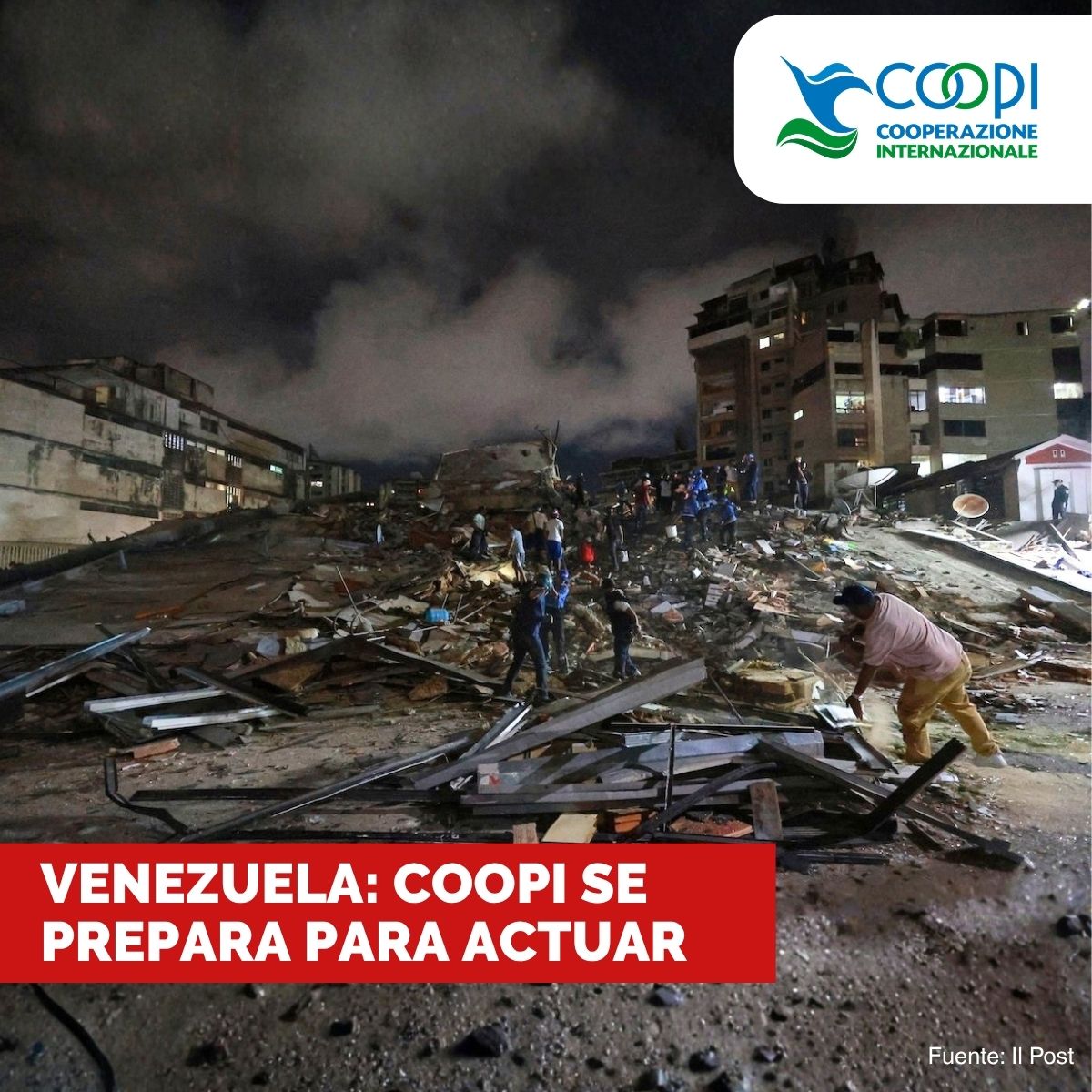 coopi's tweet photo. Expresamos nuestra profunda solidaridad con la población de Venezuela afectada por los  terremotos. Nuestros pensamientos están con las víctimas, heridos familias afectadas. COOPI se moviliza para identificar necesidades urgentes y canalizar en apoyo de las poblaciones afectadas. https://t.co/4OPKMLVSya