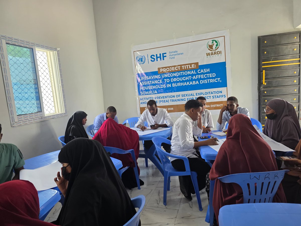 wardirelief's tweet photo. With support from SHF, WARDI trained project staff in Burhakaba, Somalia, on Protection from Sexual Exploitation and Abuse (PSEA), strengthening their capacity to deliver humanitarian assistance safely, ethically, and with dignity.

#SHF #PSEA #WARDI #Burhakaba #Somalia https://t.co/WJOpa2bsN6