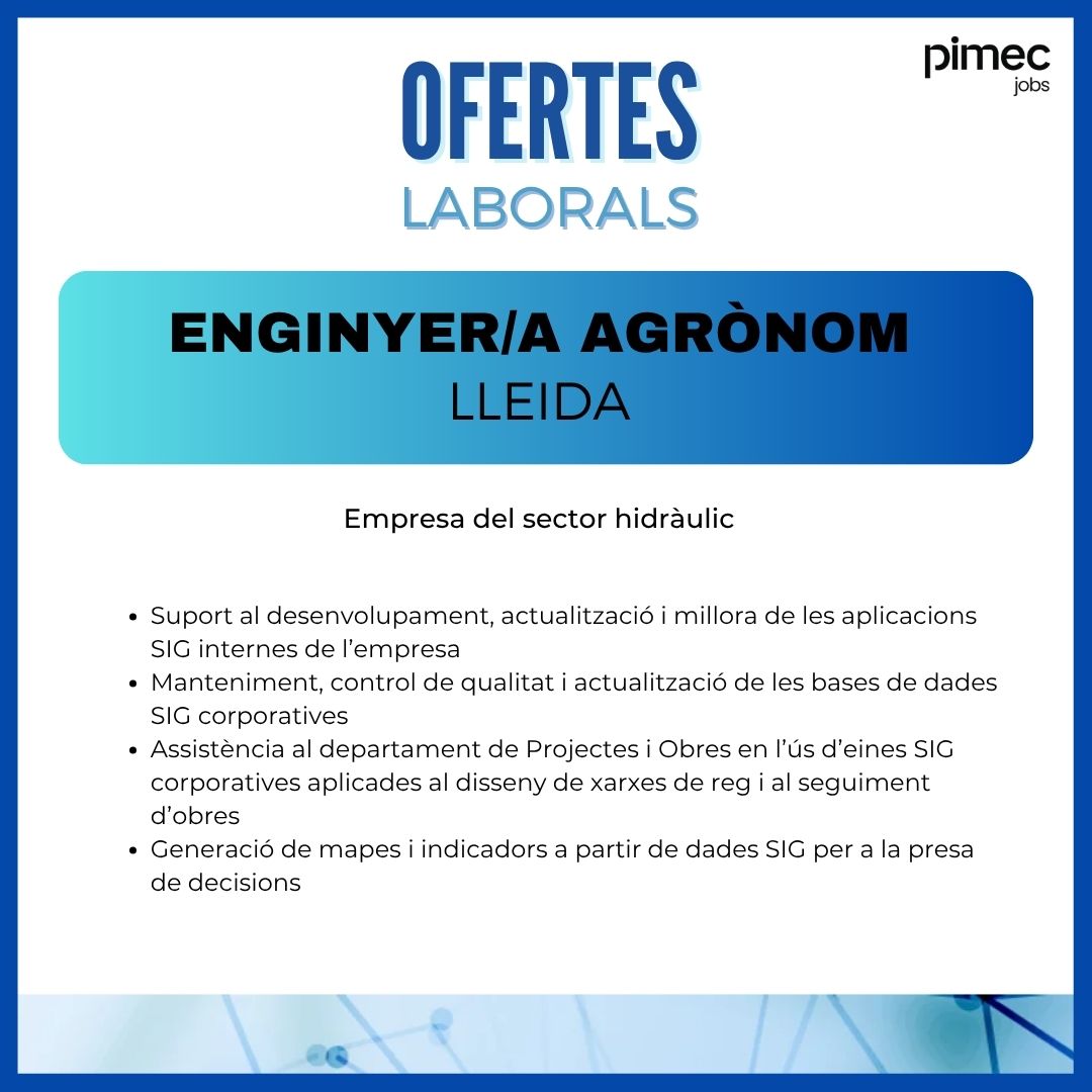 PimecFormacio's tweet photo. 💼Des de #Pimecjobs estem buscant els següents perfils de feina. Si hi estàs interessat/ada, només has d'anar al nostre perfil de LinkedIn per aplicar a les ofertes!

👉https://t.co/blNNbyz9ZR https://t.co/b1MBaIhFVv