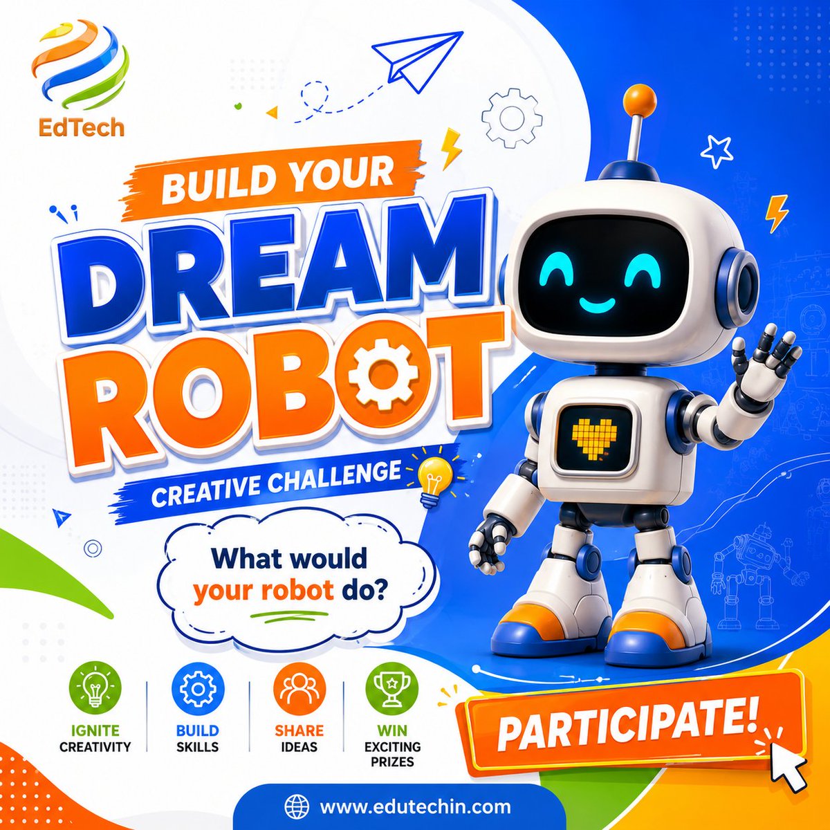 edtechnp's tweet photo. 🤖✨ If you could build a robot, what would it do?
🚀 Help with homework? Clean your room? Explore space?
💡 Tell us in the comments!
🎯 Challenge: What would YOUR robot do?

🌐 https://t.co/OUIarj19sA
#EdTechNepal #RoboticsForKids #STEM #RobotChallenge #RoboticsNepal https://t.co/Ze3kCXejg4
