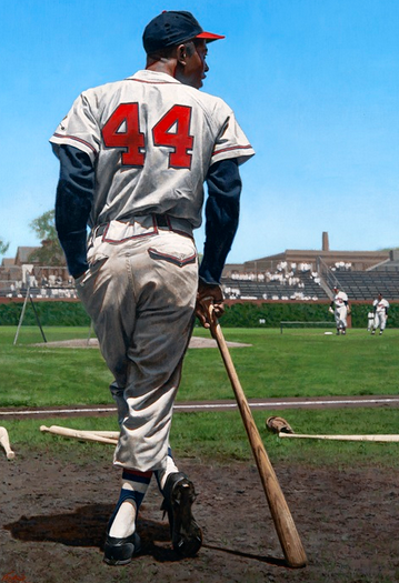 Jimfrombaseball's tweet photo. When Hank Aaron was a little boy, he reportedly told his father he wanted to be an airline pilot.
His father replied:
“Ain’t no black airline pilots.”
Then Hank told his father he wanted to be a major league baseball player.
His Dad’s response was:
"Ain’t no black baseball players."
"Hank Aaron at Wrigley Field"
Art by Graig Kreindler.