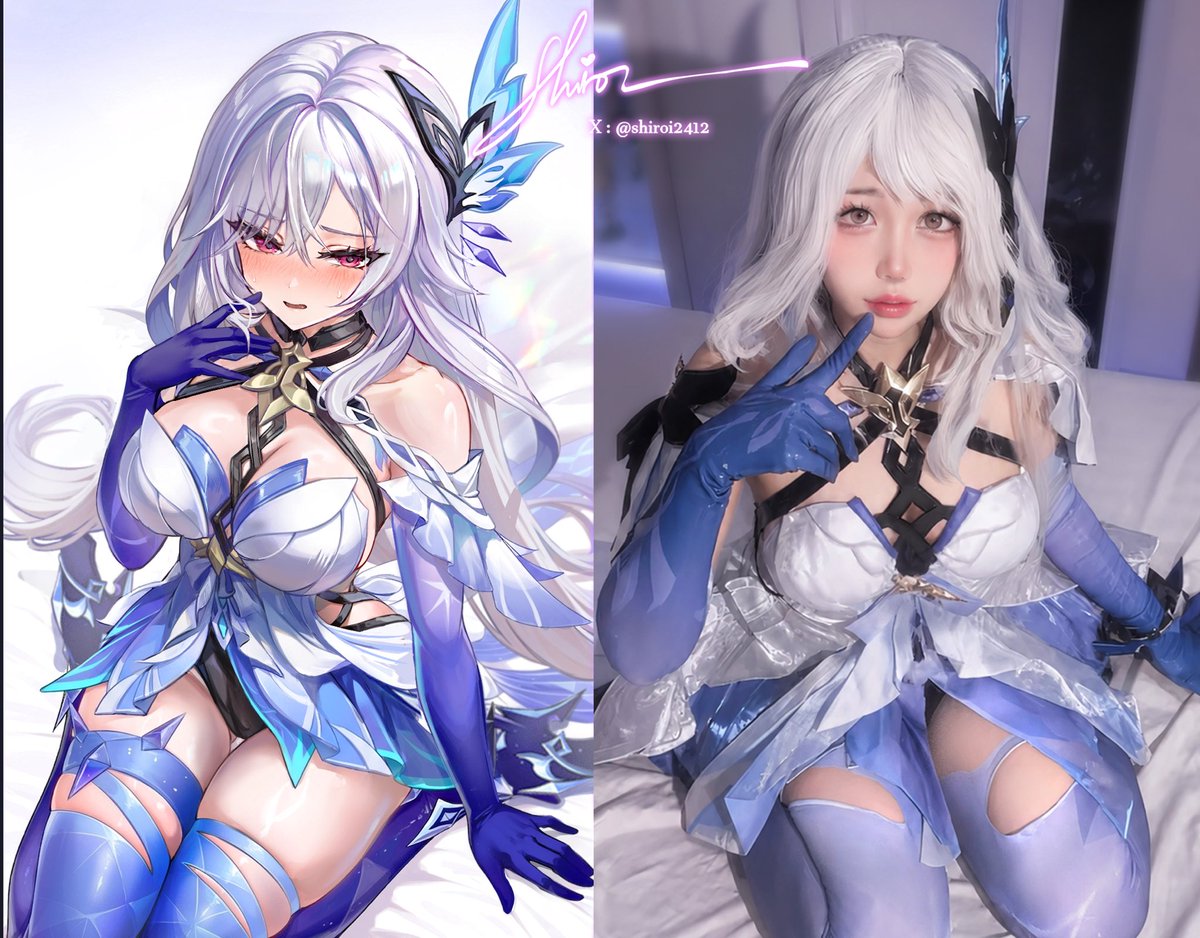 Shiroi2412's tweet photo. Which Skirk do you like more~?  ❄️ 

Art &amp; Cosplay by me ♥️

#原神 #GenshinImpact #Skirk https://t.co/0lWyhMFDK9