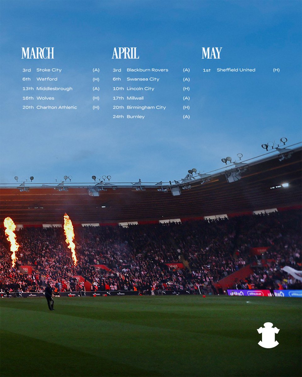 SouthamptonFC's tweet photo. Thoughts on our schedule, Saints? 🤔