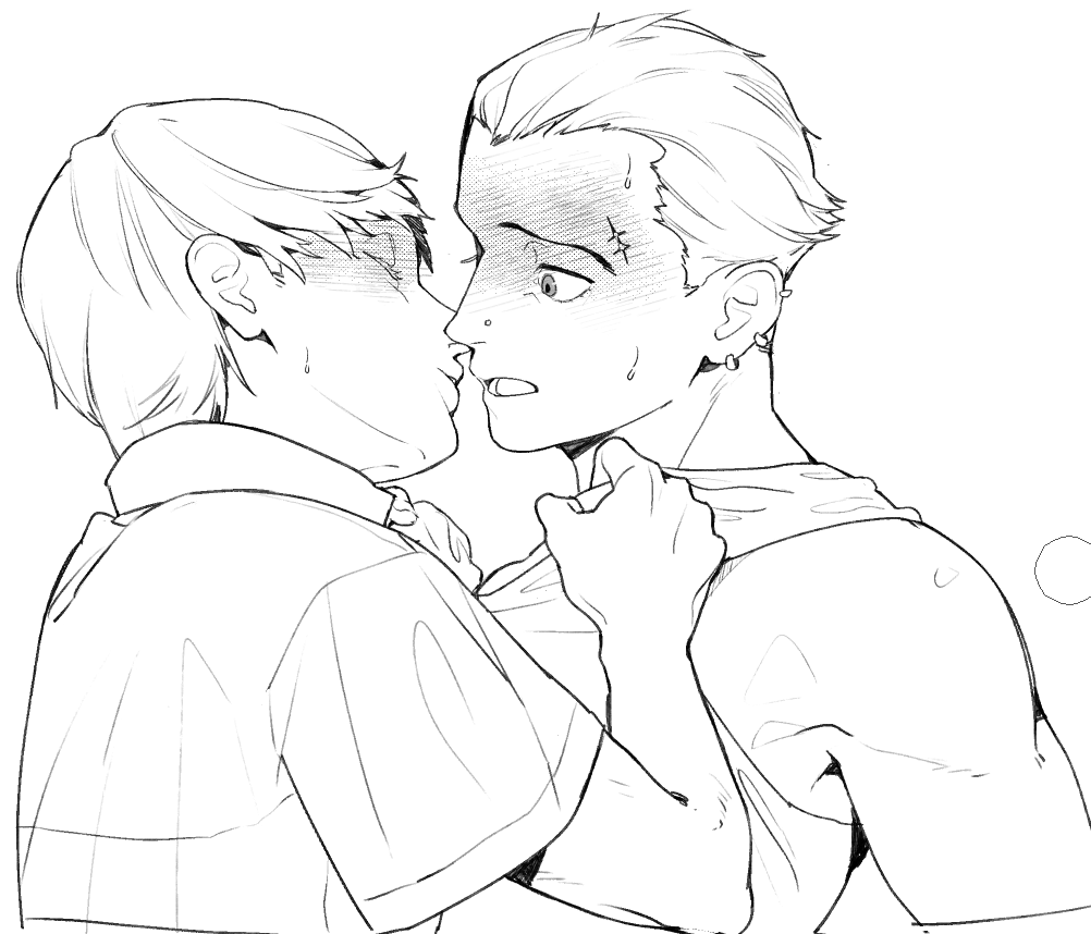 ushi__da's tweet photo. 主完らくがき　最近のxはキスでもシャドウバン？されると聞いたのでセンシティブ https://t.co/o29V727LhG