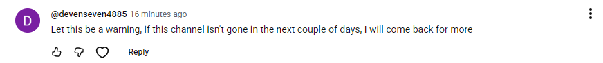 1Baconman's tweet photo. @TeamYouTube @YouTube also youtube the creator has legit threatened me you have to do something about this https://t.co/q7UsH9CBMM