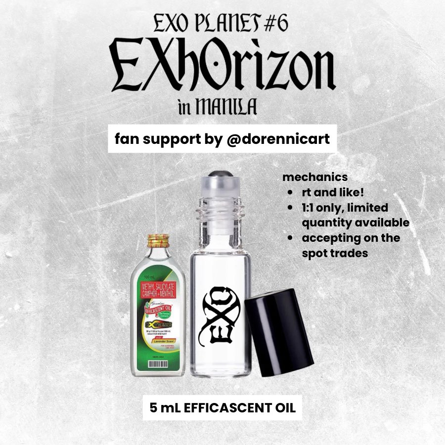 dorennicart's tweet photo. 🖤 EXhOrizon in Manila 🤍
efficascent oil fan support by @dorennicart

— rt and like to spread!
— 7/4-5, loc tba
— 1:1, limited qty available for each day
— accepts on the spot trades or dm me in advance! 

see you exo-ls!

#EXO #EXOPLANET #EXhOrizoninMANILA @weareoneEXO https://t.co/mcdTIWE8MM