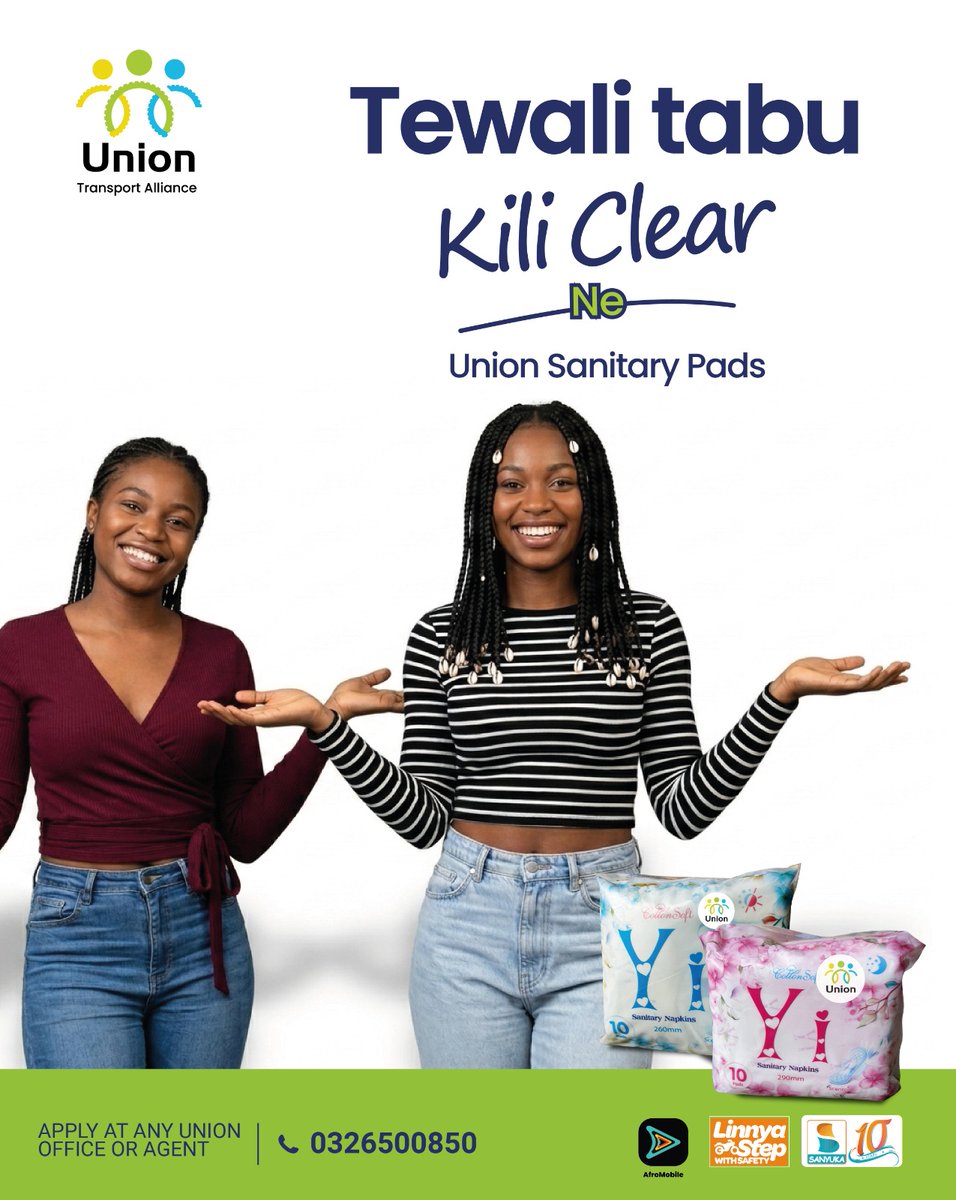 sanyukatv's tweet photo. Union Sanitary Pads are here to help you move through your day with ease, protection, and peace of mind. Because every woman deserves quality menstrual care.

No wahala. Kili Clear with Union Sanitary Pads. @UnionTransportA

#UnionLetsGo #Zuukuka #NBSUpdates https://t.co/gBsKxUNvXx