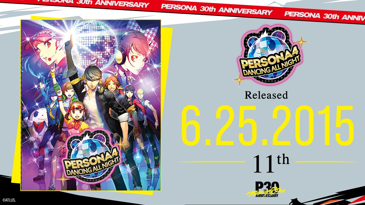 Atlus_West's tweet photo. Persona 4: Dancing All Night was officially released 11 years ago today! 💛🎮 #P30th https://t.co/6Ip2rUe9rp
