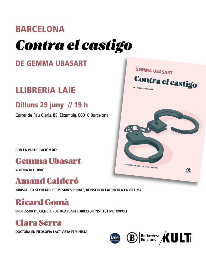 FundacioIrla's tweet photo. [📕 #IrlaRecomana] El pròxim dilluns 29 de juny @gemmaubasart presentarà el seu darrer llibre "Contra el castigo" a la Llibreria Laie. L'acompanyaran Amand Calderó, @ricardgoma i @Clara_Serra_ https://t.co/PQFux2dBDv