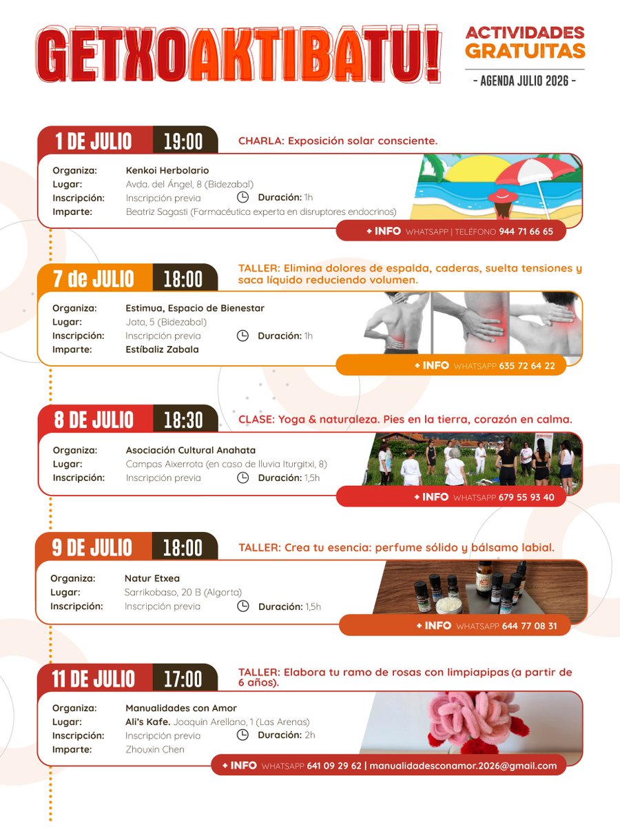 getxolan's tweet photo. ¡Vuelve #GetxoAktibaTU con una agenda cargada de interesantes actividades en julio!
Conoce sus productos y servicios. ¡Participa!
https://t.co/Qfdkv0sBcP
☎ 944 71 36 01
📩 getxoaktibatu@getxo.eus

#Getxolan @Getxoudala https://t.co/bNETk5SVSs