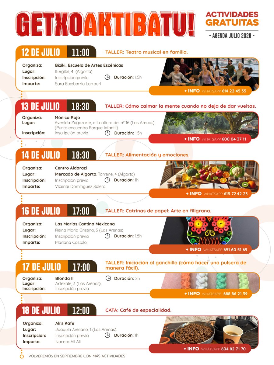 getxolan's tweet photo. ¡Vuelve #GetxoAktibaTU con una agenda cargada de interesantes actividades en julio!
Conoce sus productos y servicios. ¡Participa!
https://t.co/Qfdkv0sBcP
☎ 944 71 36 01
📩 getxoaktibatu@getxo.eus

#Getxolan @Getxoudala https://t.co/bNETk5SVSs