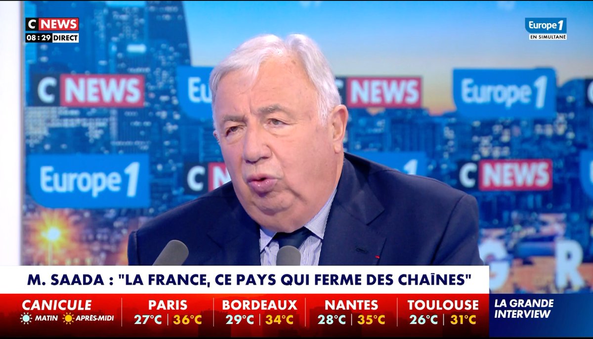 Alexlevrier's tweet photo. Séquence sidérante sur @CNEWS : @gerard_larcher défend le groupe Bolloré, accuse l'@Arcom_fr d'être un censeur et s'en prend au Conseil d'Etat. Le 3ème personnage de l'Etat attaque les contrepouvoirs et se met au service de l'extrême droite pro-russe. Que restera-t-il à Bardella? https://t.co/cqGPSyAJaC