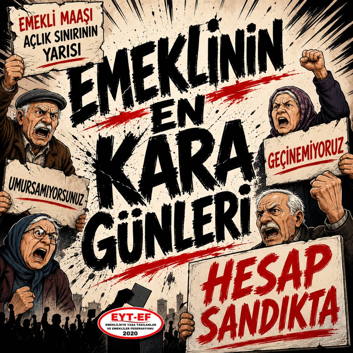KayseriEyt's tweet photo. EMEKLİ
👇
#EmeklininEnKaraGünleri

Emekli geçim derdinde tükenirken,  sorumluları koltuklarında umursamazca oturuyor.

Bir yanda boş tencereler!
Diğer yanda şatafatlı sofralar.

#Emekli en kara günlerin hesabını sandıkta soracak.

#5000KısmininKaraYılları
@RTErdogan
@isikhanvedat https://t.co/sVMNmGLVie