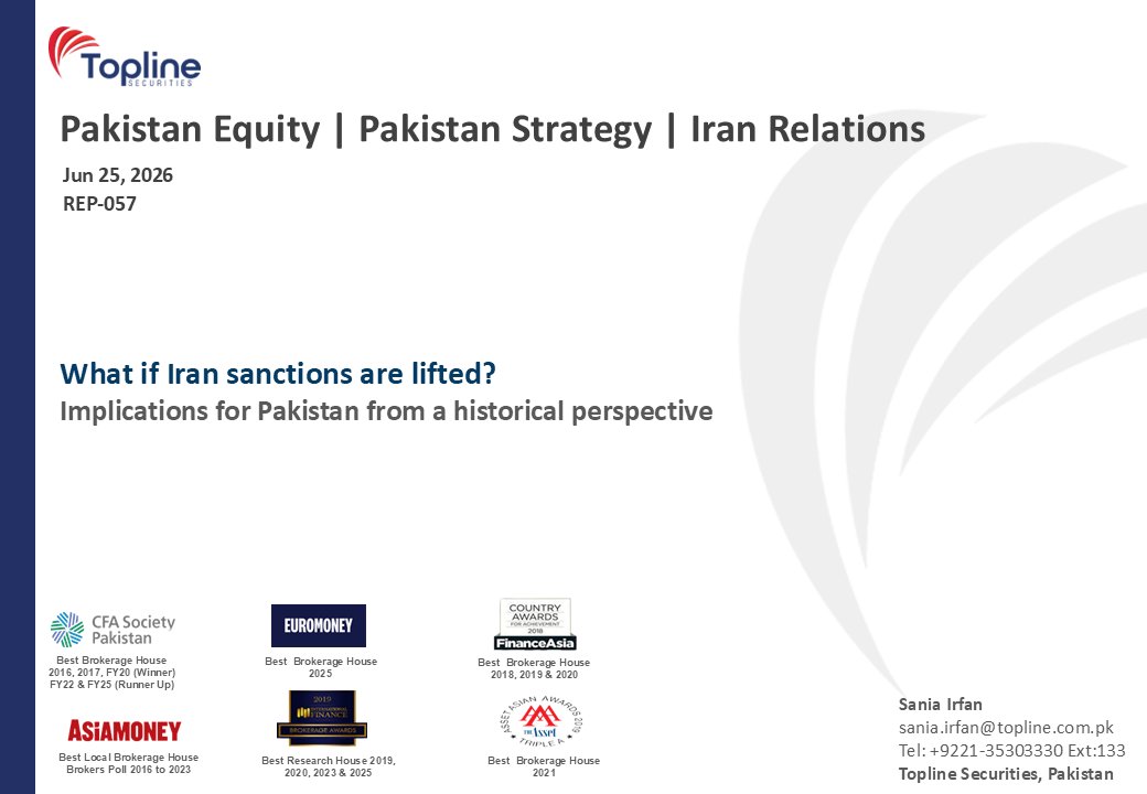 toplinesec's tweet photo. Pakistan Strategy - What if Iran sanctions are lifted; Implications for Pakistan from a historical perspective
(Jun 25, 2026)

#Pakistan #iran #Topline https://t.co/TdeDgTKjd3
