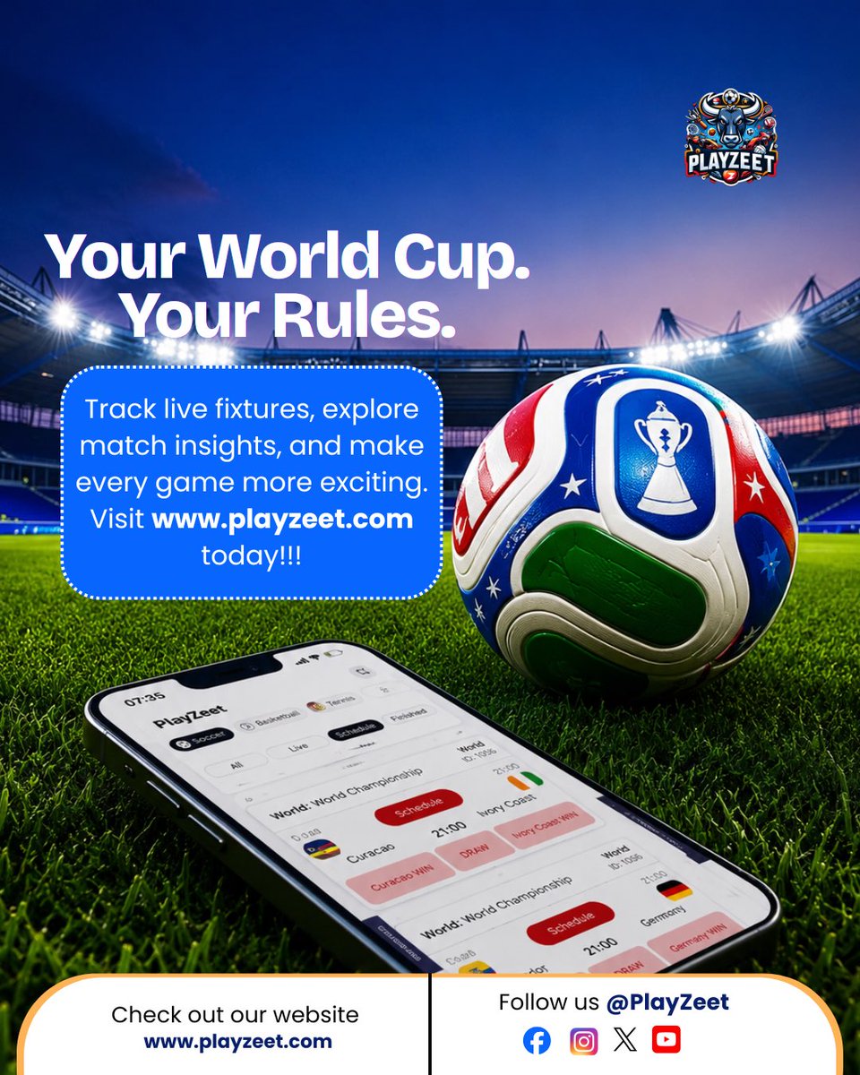 PlayZeet's tweet photo. Your World Cup. Your Rules.

Some fans never miss a kickoff.
Some live for the rivalries.
Some just love the game.

However you experience football, PlayZeet keeps you close to every moment that matters.

From the opening whistle to the final celebration, the world’s biggest tournament is now in your pocket.

⚽ Follow the journey.

Explore https://t.co/sxkugczTXT Today