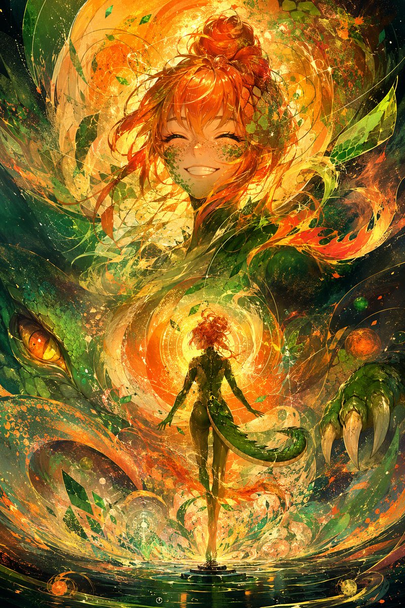 ANGUS4277's tweet photo. I was just playing with a prompt that creates abstract art and it came up with this from using @WarriorMathias,@AquariaCelestia, @SibeyVT, and @queentweedi  as a reference respectively. https://t.co/TVFJNx4rk1