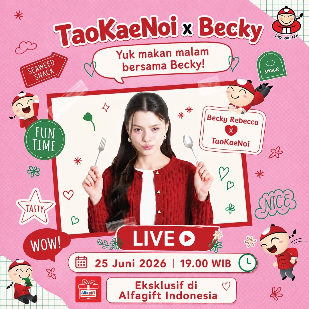 TrendForFB's tweet photo. 📢 แอคเทรนด์มาชวนเทรนด์จอยๆ ร่วมส่งกำลังใจและพบกับ เบ็คกี้ รีเบคก้า ได้ที่งาน Becky x TaoKaeNoi Live. 🧚🏻‍♂️🪽

🚨 เริ่มเทรนด์ 19.00 น. (7 PM , BKK)
🗓️ วันพฤหัสบดี ที่ 25 มิถุนายน 2569 (25/JUN/26) 

📌 แฮชแท็กใน X

@taokaenoi_club @AngelssBecky

📈 #TaoKaeNoixBecky
📈 #TaoKaeNoi

📌 แฮชแท็กใน IG

@beccca
@taokaenoiclub

#TaoKaeNoixBecky
#TaoKaeNoi
#beckysangels  

📍 Indonesia: Alfagift, China: Tmall and Douyin
⏰ 7 PM (BKK) , (19.00 น.)
💠 เทรนด์แฮชแท็กแบบลงรูป ลงคลิปได้เลย

📌 ขอเชิญทุกคน มาร่วมส่งกำลังใจและพบกับ เบ็คกี้ รีเบคก้า ได้ที่งาน Becky x TaoKaeNoi Live. คืนนี้กันค่ะ 🥰✌🏻

หมายเหตุ : 
• งานนี้เป็นอีเวนต์ livestream
• ในการโพสต์หรือแชร์เนื้อหาใดๆ ที่เกี่ยวกับไลฟ์ของ TaoKaeNoi x Becky ในครั้งนี้ ขอความร่วมมือแฟนๆ ทุกท่านใช้แฮชแท็กที่กำหนดไว้ดังกล่าว

🧚🏻‍♂️💚💛🩷🧡🤍🌈🪽

#beckysangels
#BeckyEntertainment
#ฟรีนเบค #FreenBecky
#TFFBOfficial