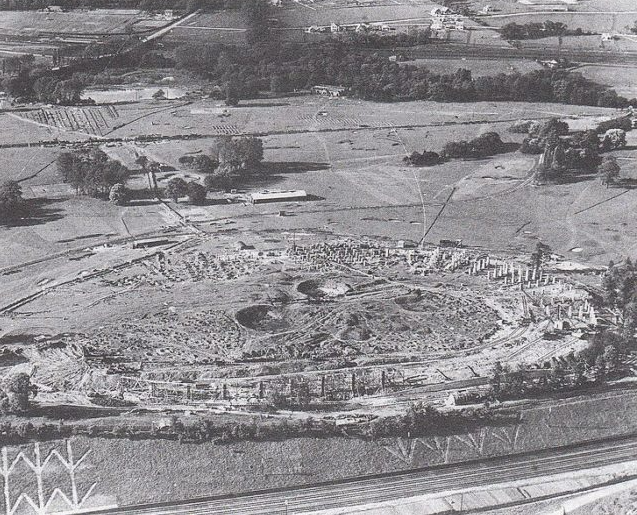 ArchiveWembley's tweet photo. Another photograph of the then rual Wembley Park in the early 1900s.  The scale of the first stage of Edward Watkin's proposed Tower is clear but it would go higher.  We can place the Cross Country runners in the @wembleystadium / tower foundations picture to the trees top right https://t.co/jqJMuMNw6d