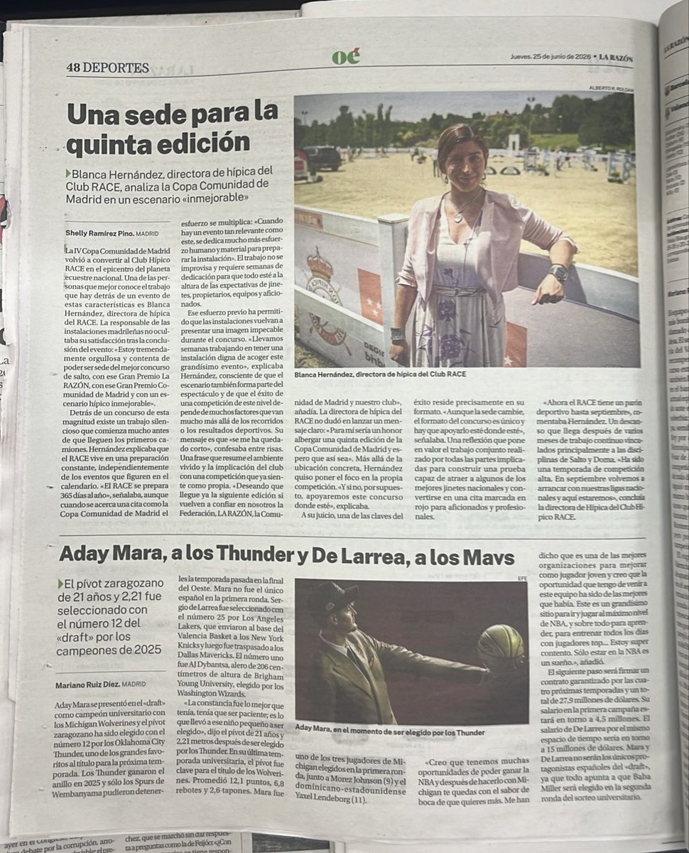 shellyramirezp's tweet photo. Hoy hablo en @larazon_es de la IV Copa Comunidad de Madrid. Todas las piezas de esta semana van con la entrevista en vídeo en la edición digital https://t.co/QKocfpmR2e