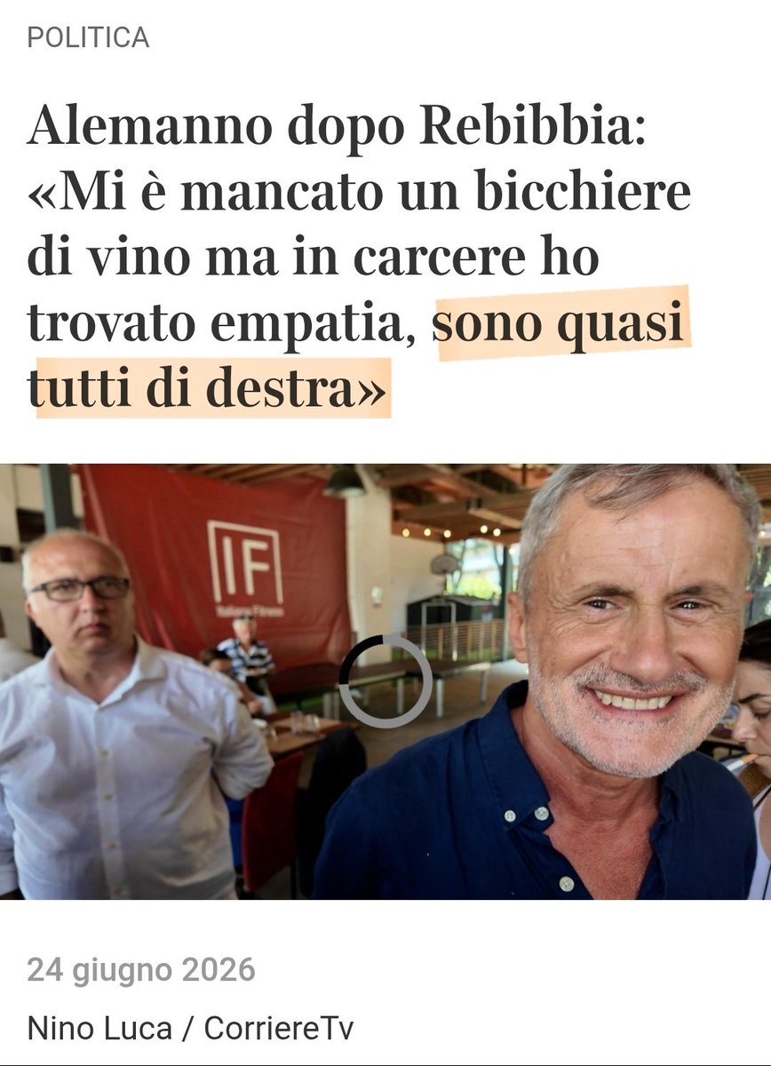 dellorco85's tweet photo. «in carcere ho trovato empatia, sono quasi tutti di destra». 
Genio assoluto 😂 #Alemanno https://t.co/tEfZpATifz