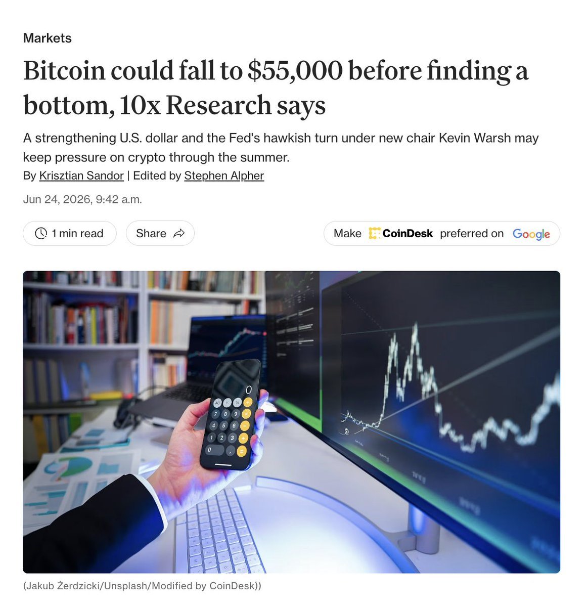 HCgnr6684's tweet photo. 10x Research's Markus Thielen sees bitcoin falling to $55,000 before finding a cycle low, @sndr_krisztian reports.

Read the full on CoinDesk https://t.co/MJ15OY1rnw