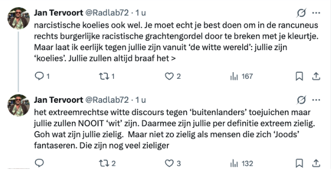 baspaternotte's tweet photo. "Ik ben echt geen racist, maar" en dan een tirade over 'koelies'. Af en toe gaat het masker bij die The Rights Forum-types af en dan zie je hun ware tronie. https://t.co/k9WUwdOxLm