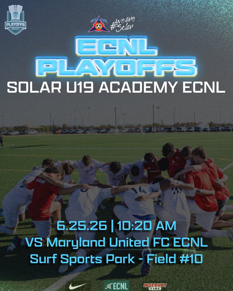 SolarSoccerClub's tweet photo. @ECNLboys 2026 Playoffs Begin Now!  Good luck to our FIVE teams.  To find their schedules scroll👇 #SolarBoysECNL 

#WeAreSolar #50YearsOfExcellence 

📺 Livestream of All Matches on ECNL TV
https://t.co/Lt8HE0ccMs https://t.co/MRz2vbWd1i