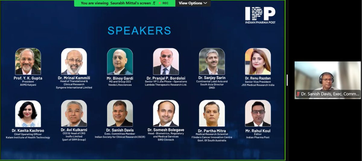 iscrindia's tweet photo. Dr. Sanish Davis (ISCR Executive Committee) spoke at @IndianPharmaPost's webinar on India as a global trial hub, covering investigator capability, regulatory predictability & why compliance must be default, not force-fitted.
Building trust, one conversation at a time.
#ISCR https://t.co/XHziYNc6zL