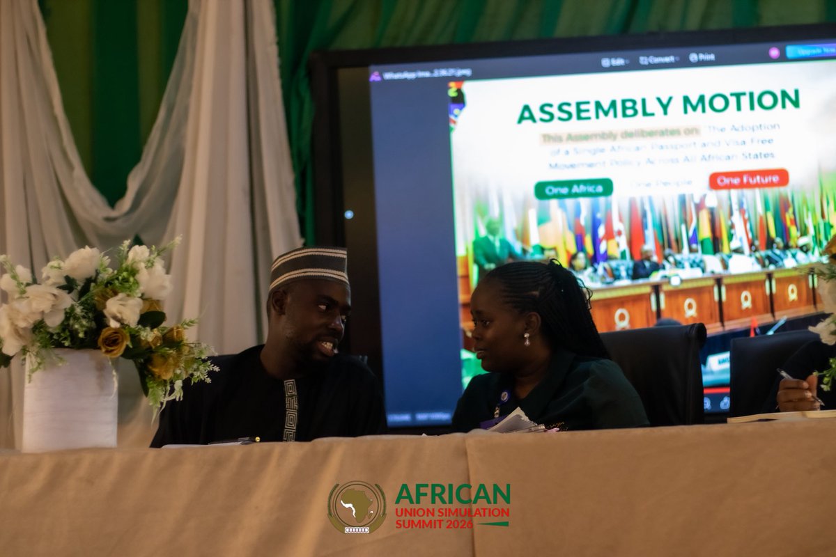 ApataTaofeek's tweet photo. On 20 June 2026, I had the honour of convening and chairing the African Union Policy Simulation Summit 2026. What began as a vision became a platform that brought together student leaders representing 55AU Member State,Commissioners, Directors &amp; Rep of International organizations https://t.co/pdhZ4NU7Fx