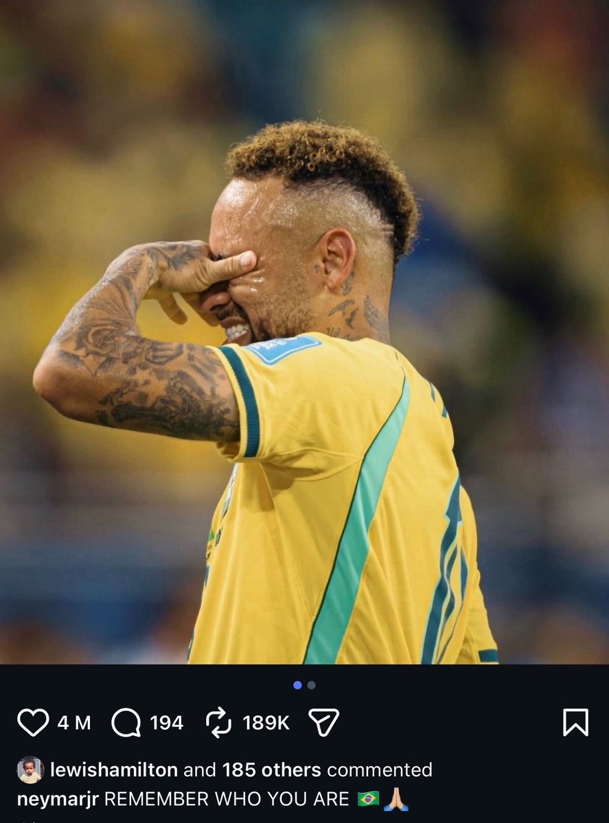 44britcedes's tweet photo. Neymar using the same caption “REMEMBER WHO YOU ARE” as Lewis Hamilton used for his post. https://t.co/H86CZzo13w