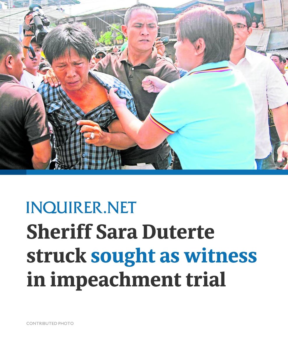 inquirerdotnet's tweet photo. A court sheriff punched by Vice President Sara Duterte during a 2011 demolition in Davao City has been listed as a witness in her impeachment trial by the House prosecution team.

READ MORE: https://t.co/ZDaguFgAVV https://t.co/AfKvcguxjj