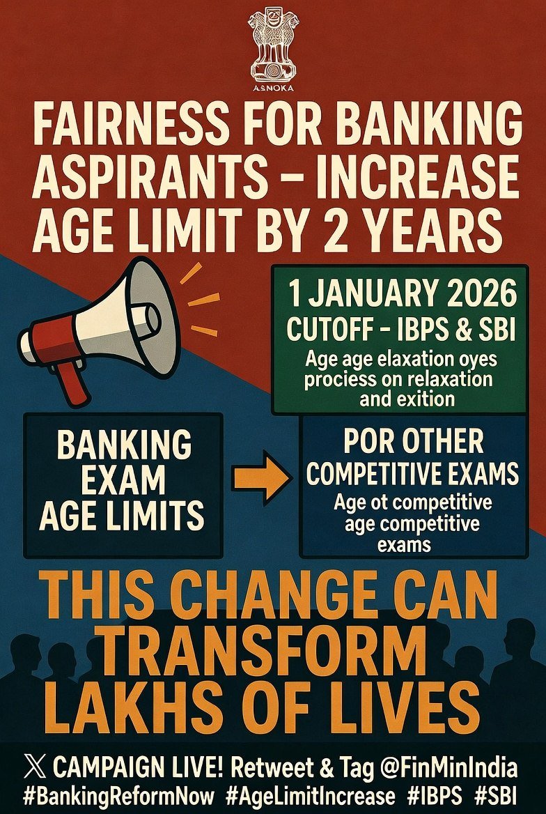 NovaTom8's tweet photo. A small administrative reform can protect thousands of careers. Standardize the age cutoff date now.
#FixIBPSAgeCutoffTo1stJan #AgeRelaxation #EqualOpportunity
@PMOIndia @FinMinIndia @DFS_India @ibps_official https://t.co/iY4ABU7fxH