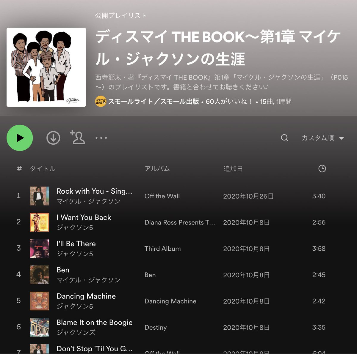 small_books's tweet photo. 西寺郷太 @Gota_NonaReeves さんの書籍
『ディスカバー・マイケル THE BOOK』は、
spotifyでプレイリストを公開しています。

書籍と合わせて楽しめますので、本をお持ちの方はぜひ！

https://t.co/JbaSNnJYmG

#マイケル映画 #映画マイケル #ディスマイ民 https://t.co/vhKUnznG3I
