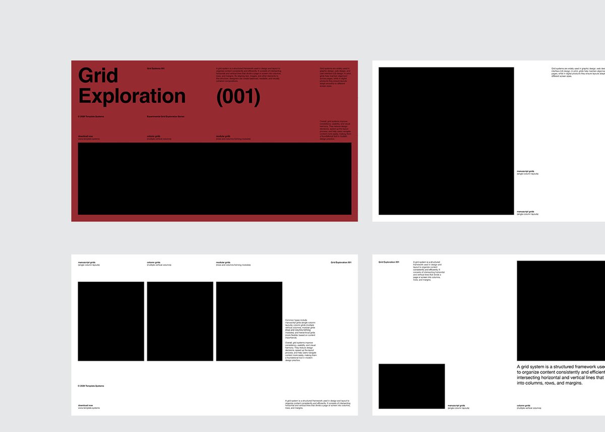 TemplateSystem's tweet photo. Creating the first slide is easy.
Making the next 30 slides look cohesive is the hard part.

That's exactly what this Grid System Template is built for.

Available for Figma &amp; Adobe InDesign.

→ Get the templates 
https://t.co/VySwORp0k8 https://t.co/iednTefY0n