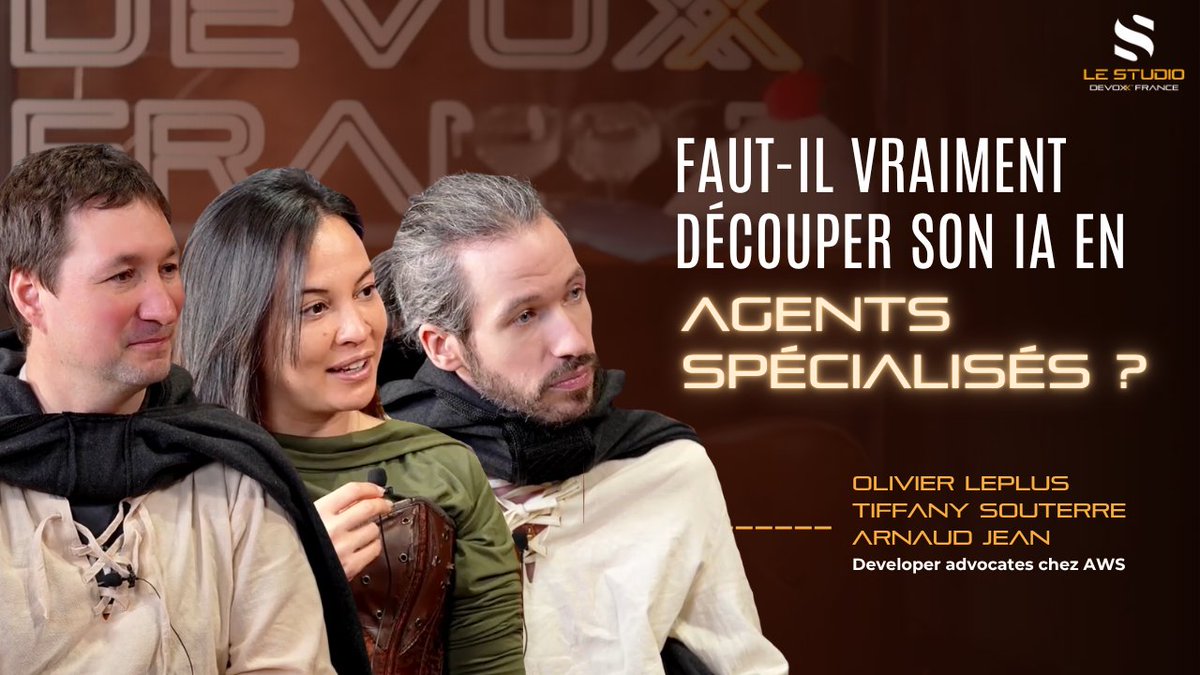 DevoxxFR's tweet photo. 💡 "MCP, c'est le HTTP des agents"

@TiffanySouterre, @olivierleplus et Arnaud Jean, developer advocates @awscloud, passent au crible l'architecture agentique derrière leur workshop.

🎬 à voir ici : https://t.co/PAG0GgyVNI https://t.co/hYmg8KUZSo