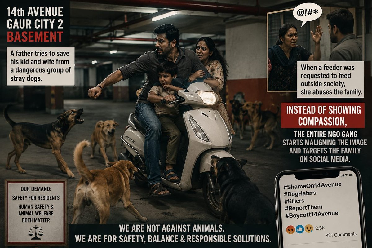 society_safe_re's tweet photo. @GC14residents @ZeeNews @ABPNews @aajtak *सोसाइटी में आवारा कुत्तों और अन्य आवारा जानवरों ने ऐसा आतंक मचा रखा है कि अब अपने परिवार, बच्चों और बुजुर्गों की सुरक्षा करना भी अपराध जैसा महसूस* कराया जा रहा है।
आखिर कोई भी जिम्मेदार *व्यक्ति अपने परिवार को खतरे में कैसे छोड़ सकता है* ? https://t.co/0kD46pBAMP