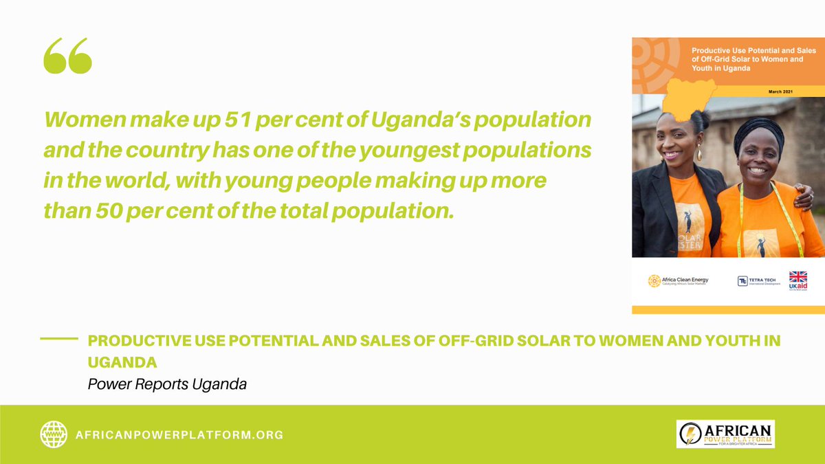 power_african's tweet photo. https://t.co/GMPTevSEqG

Power Reports Uganda

Productive Use Potential and Sales of Off-Grid Solar to Women and Youth in Uganda

#africanpowerplatform #africapowerplatform #Africa #electricity #electrification #minigrids #microgrids #offgrid #solar

https://t.co/GMPTevSEqG https://t.co/v7poO3VYS0