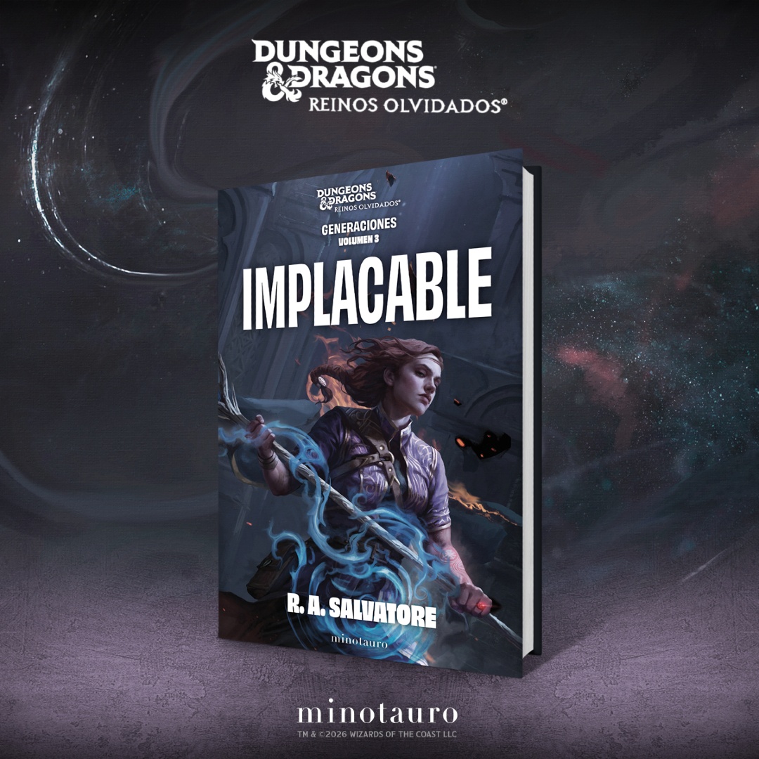 minotaurolibros's tweet photo. ¡Fans de #DungeonsAndDragons! Hoy llega a librerías «Implacable», el esperado tercer y último volumen de la emocionante trilogía «Generaciones», escrita por R. A. Salvatore y protagonizada por el legendario elfo oscuro Drizzt Do'Urden, uno de los personajes más icónicos y queridos de la fantasía épica.

¿Preparados para descubrir el final de esta aventura llena de acción y duelos épicos?

🐉 https://t.co/xoIWkFh6jY

TM & ©2026 Wizards of the Coast LLC | @Wizards_DnD

#DnD