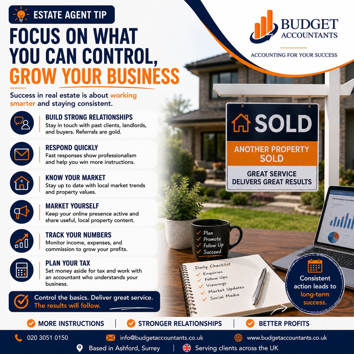 budgetacts's tweet photo. 🏡 Success in estate agency isn't just about selling properties—it's about building relationships, staying consistent, and tracking your numbers.

📩 Need accounting support for your estate agency? Contact Budget Accountants today.

#EstateAgent #EstateAgency #PropertyBusiness https://t.co/HpmBUAsDEc