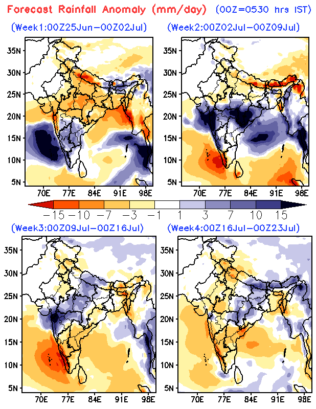 MH_Rains's tweet photo. 📊 IMD Extended Range Forecast

🌧️ Week 1: Near normal rainfall over Maharashtra.

🌧️ Week 2 &amp; 3: Above normal rainfall likely as monsoon activity strengthens across the state.

🌧️ Week 4: Rainfall expected to remain near normal. https://t.co/wI8IM0J2Cf