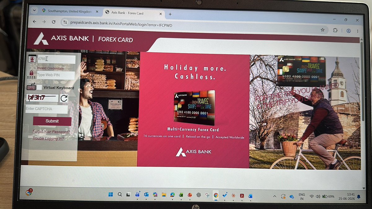 DeskofHB's tweet photo. This is the @AxisBank portal to manage your forex card. With barely 5% screen space given to a person trying to and login. Who the hell approves such designs. https://t.co/221uyfLn24