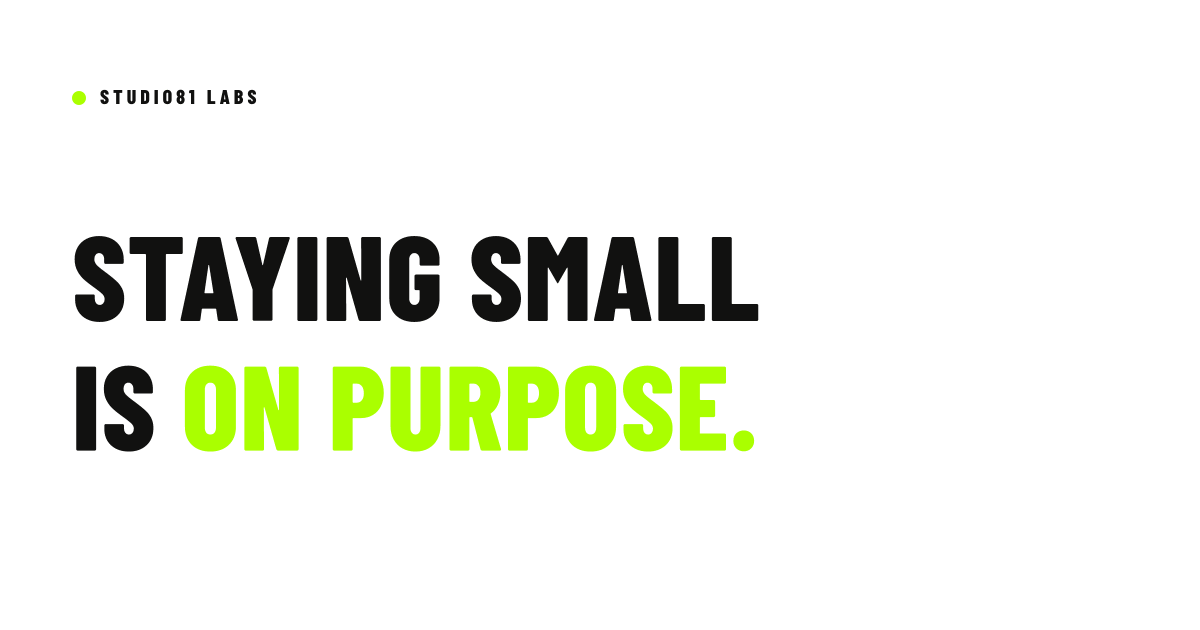 Studio81Labs's tweet photo. The hardest part of running a small studio isn't building 
— it's resisting the urge to add features and chase scale. Staying small is a choice we make on purpose. https://t.co/jELARJQUs1