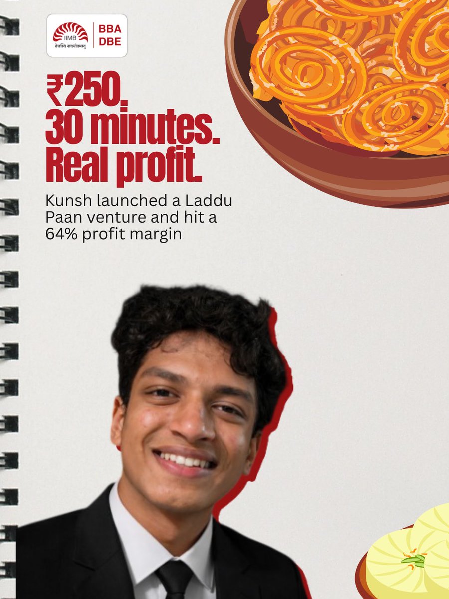bbadbeiimb's tweet photo. Why choose between a degree and experience when you can graduate with both? 
Anshita doubled her investment in 30 minutes from a class project. four students got hired off a corporate assignment. Kunsh hit a 64% profit margin on a micro-venture.
this isn't a textbook. this is BBA DBE.
Apply now → https://t.co/0akVi7qUnJ
#BBADBE #IIMBangalore