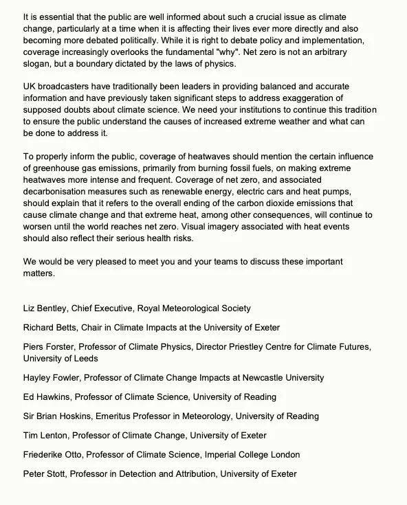 TTTMediaXR's tweet photo. "We are writing to express our concern about media coverage of extreme weather..."

Climate scientists have written to media organisations calling out their failure to inform the public of what we're facing.

It's a bit late for "concern" but anyway. https://t.co/kXAziC1upV