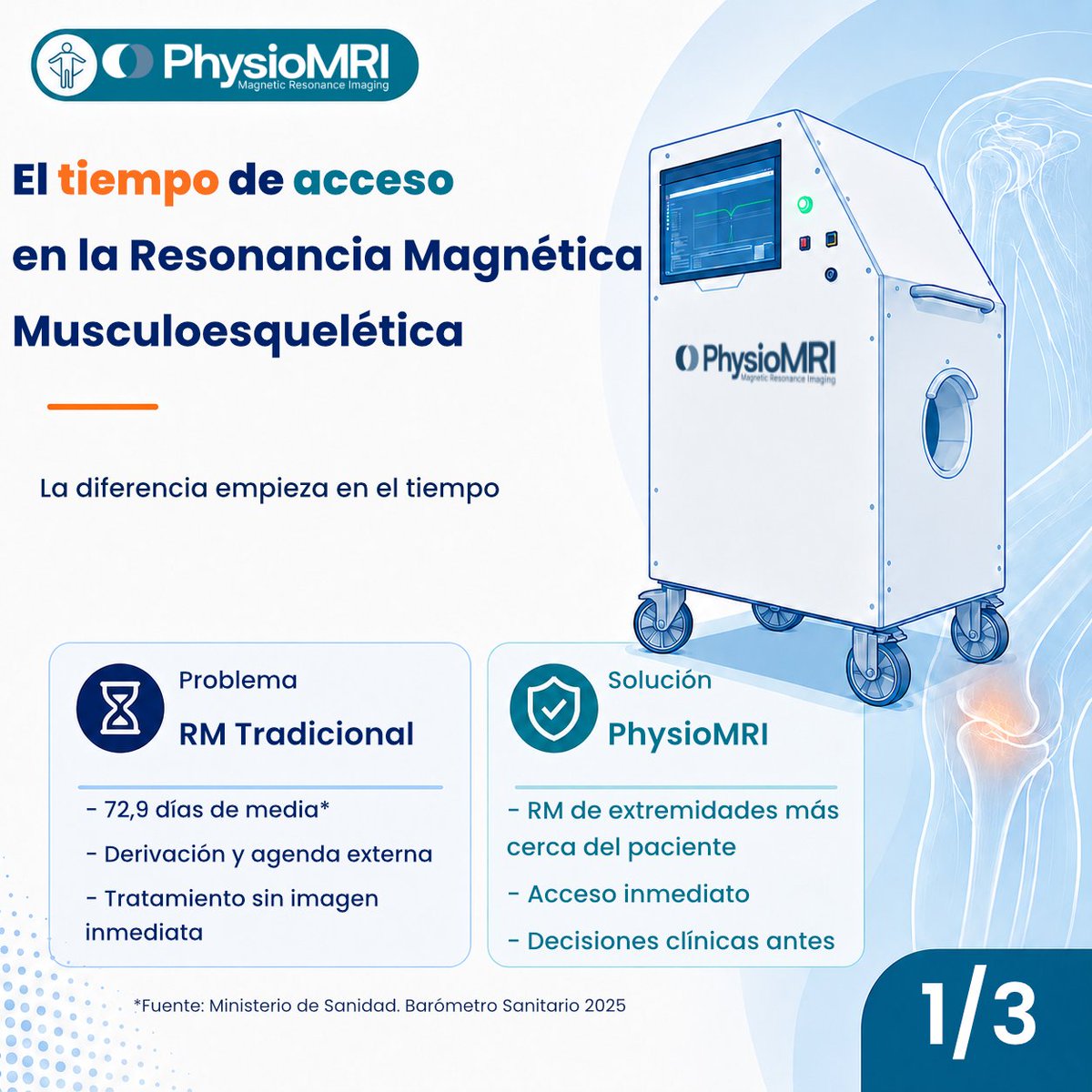 physiomri's tweet photo. Una RM no solo aporta imagen.
Aporta contexto para decidir.
¿Qué cambia cuando esa imagen está más cerca del paciente?
Desliza para verlo.

#PhysioMRI #ODIN #ResonanciaMagnética #RMPortátil #Fisioterapia #InnovaciónSanitaria https://t.co/KePCwrmyYV