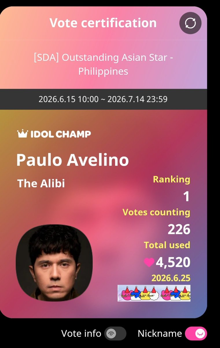 Mariele056811's tweet photo. Let's vote vote vote . Good vibes . ❤️😍🤗

From Idol Champ https://t.co/JVA9mpuser