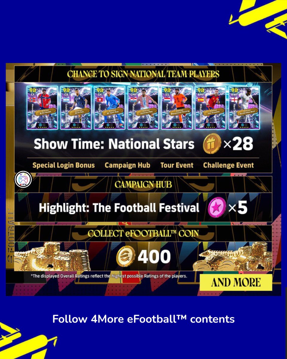 eveFootballyt's tweet photo. The Football Festival Campaign Second Half ✅
Thanks for watching 😍
Comment your thoughts👉
Share with your eFootball™ mates 😂
Follow & Support 4More eFootball™ 🎮 contents
#eFootball2026 #Konami #eFootballMobile #eFootballupdates #MobileGaming https://t.co/l6K9eSWKgV