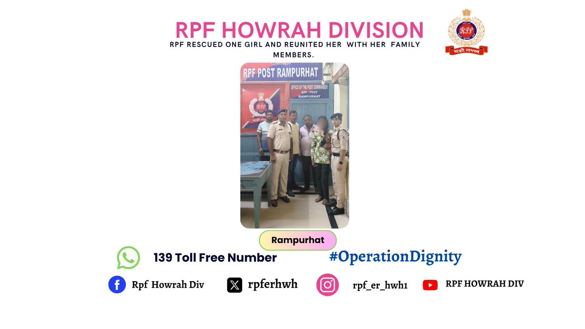 rpferhwh's tweet photo. #operation@drmhowrah #operationdignity RPF rescued one girl and reunited her with her family members.
@RPF_INDIA
@ErRpf
@drmhowrah https://t.co/hMMWFoSHz1