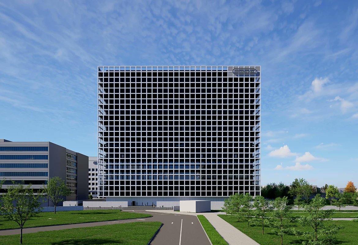 pnintendo's tweet photo. 👷‍♂️ Nintendo officialise son Technology Development Center à Kyoto : un bâtiment de R&amp;D à 660 millions d'euros qui sera livré en mars 2029. C'est la version XXL du fameux "Building No. 2" déjà évoqué en 2022. Mais cette fois, c'est bel et bien parti ! https://t.co/FzDdqeSUZm